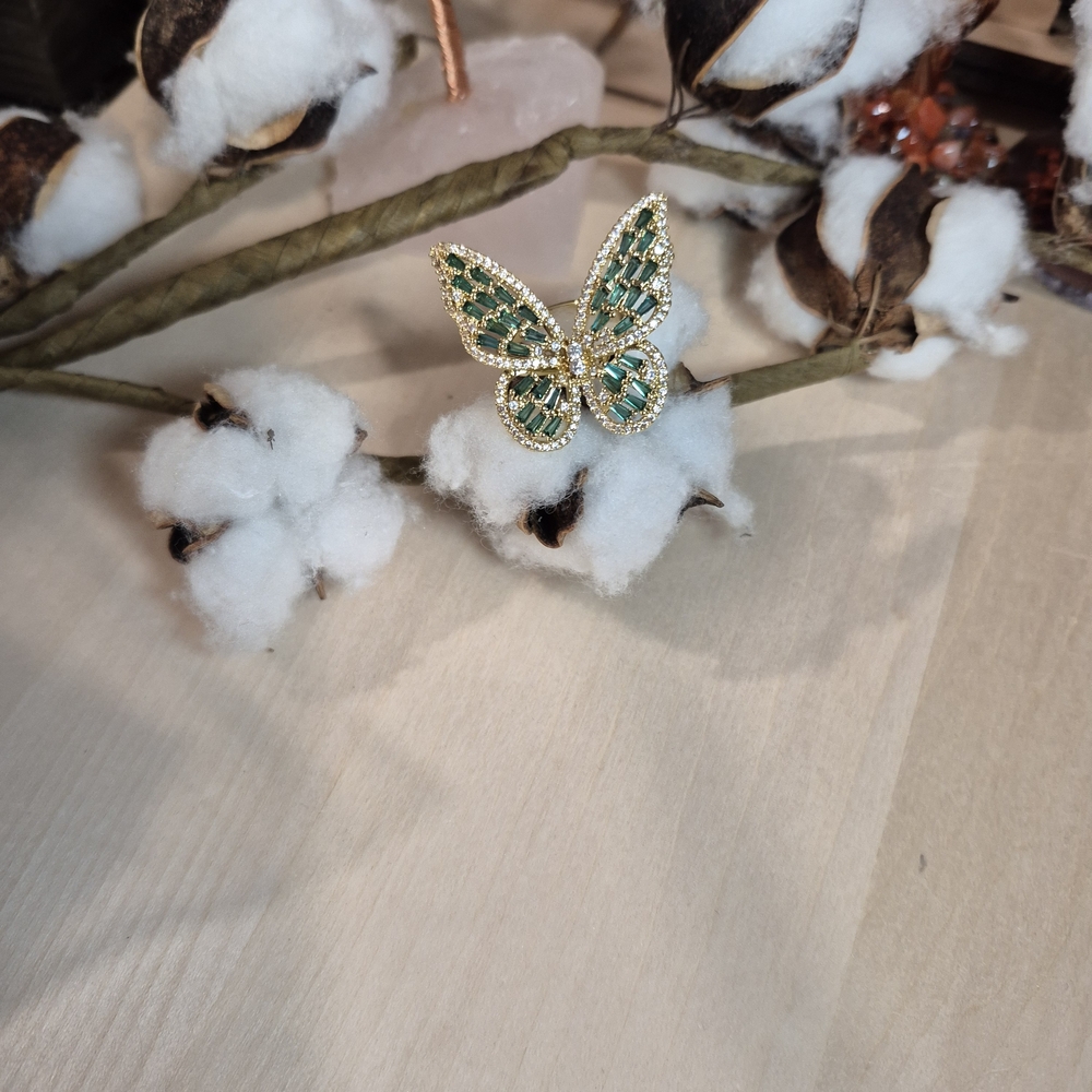 🦋🦋NEW🦋🦋 BEAUTIFUL!! Gold Plated Over Copper CZ Butterfly Adjustable Ring - Picture 6 of 12